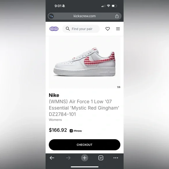 Air Force 1 Low '07 Essential 'Mystic Red Gingham' - Picture 8 of 9